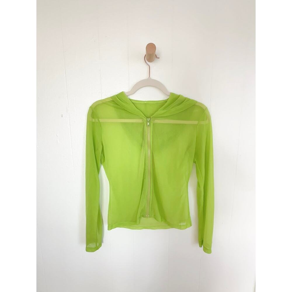 Vtg 1990s Japanese Archival Sheer Shimmer Zip-Up Hoodie Rare Harajuku Streetwear